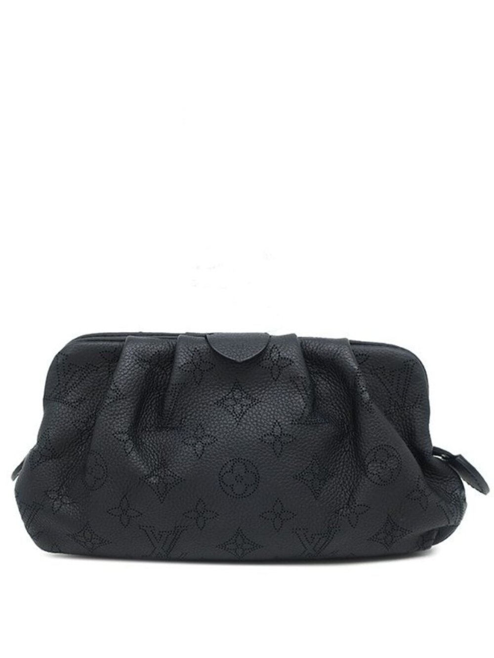 Louis Vuitton 2-Way Scala Mini Monogram Mahina Silver Shoulder Clutch Black